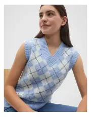 [Seed Heritage] Argyle Knit Vest in Bright Sky