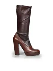 FW 2006 Runway Brown Leather Sock Boots