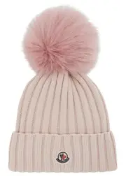 Moncler Pompom Wool Beanie - Pink ONE SIZE