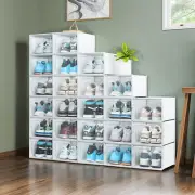 24 Pcs Shoe Storage Box Large Stackable All White Clear Sneakers Case Organizer