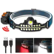 Headlamp Motion Sensor Rechargeable Torch Outdoor Camping Hiking Climbing Lamp