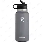 Hydro Flask 32oz/946ml Wide Mouth Water Bottle Stainless Steel w/ Straw Lid Gray