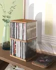 Retro Walnut-Colored MDF CD Holder Desk Rack Organizer, Cute Holds 30 CD Case, C