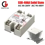 40A SSR-40AA-H Solid State Relay Module 80-280V AC / 90-480V Aluminum Heat Sink