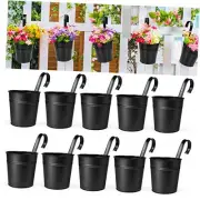 10pcs Hanging Flower Pots, Metal Iron Wall Planter Indoor/Outdoor for Railing
