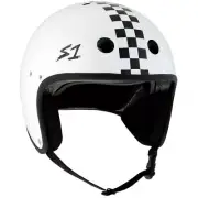 S-One Helmet Retro Lifer E-Helmet L White Gloss/ Black Checkers