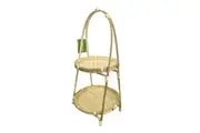 Bamboo Two Tier Serving Rack Stand Holder Storage Organizer - Natural