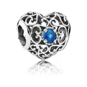 New Genuine Pandora Signature Openwork December Birthstone Heart Charm 791784NLB