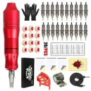 Complete Rotary Tattoo Pen with 20pcs Tattoo Cartridges Needles Permanent Makeup