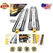 Full Extension Drawer Slides with Lock - 16 Inch, Max Load 500 lbs, Silver Steel