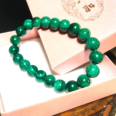 9mm Natural Green Malachite Bracelet Round Bead Spiritual Healing Quality 01