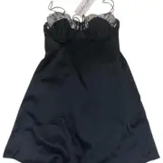 For Love & Lemons Elektra Daisy Slip Dress Sizes XXS-L Black/Blue Embroidered