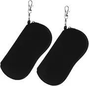 [Yardenfun] 2pcs Sunglasses Storage Bag Sunglasses Travel Organizer Eyeglass Bag Eyeglass Storage Soft Glasses Pouch Glasses Case Sunglasses Holder Eyeglasses Bag Sunglasses Bag Neoprene Black