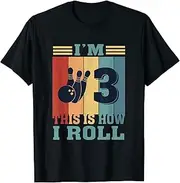 [VidiAmazing] 3 Year Old Bowling Bowler This is How I Roll 3rd Birthday ds030 T-Shirt