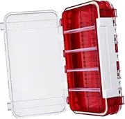 BESPORTBLE Box Double Layer Fishing Tackle Box Red Transparent Fishing Lure Container with Portable Handle for Easy Outdoor Carry and Storage for Hooks and Accessories
