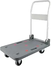 Flatbed Cart Portable Platform Truck Plastic Panel Push Cart with Metal Foldable Handle Flatbed Hand Trolley for Warehouse Factory Moving Hand Truck(Size:L)(One Color S)