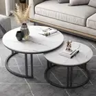 2X Fashion Round Nesting Coffee Table Modern Cocktail Table w Strong Metal Frame