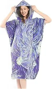 Surf Poncho, Beach Towel Surf Poncho Changing Robe with Hood and Hidden, Button Microfibre Warm Lightweight Towel Poncho for Adult (Color : E, Size : One Size)