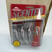 Berkley Flicker Shad 5 Crankbait Scented Gulp Gel 3 Lures Walleye - BLACK SILVER