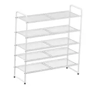 Shoe Rack Shoe Storage Rack for 24-30 Pairs of Shoes, Mesh Shoe 5 Tier White