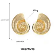 Vintage Shell Earring for Women, Gold Color, Holiday Jewelry,