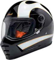 Biltwell Lane Splitter Flame, full face helmet , color: Black/White/Gold , size: XL