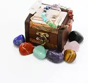 Crystals and Healing Stones Set in Wooden Display Box, Gemstones and Crystals Kit, 7 Chakra Stones, Spiritual Gifts for Women, Witchcraft Supplies and Tools, Raw Crystals for Beginners