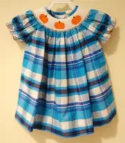 NWT Classic Whimsy Three Smocked Pumpkins Bishop Dress Girl's Size 18 Months