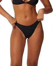 [Rip Curl] Women's - Premium Surf High Leg Skimpy Coverage Bikini Bottoms - Black