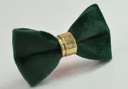 Dark Emerald Green Velvet Gold Leather Bow tie Men / Teenge / Boy Kids / Baby