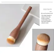 Flat Round Foundation Brush Walnut Wood Makeup Brush Set - Powder, Blush, and C
