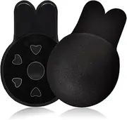 [Ruayia] Adhesive Bra Sticky Bra Adhesive Bra Backless Push-Up Backless Bra Silicone Nipple Pad Reusable Invisible Bra Strapless Bra – Black