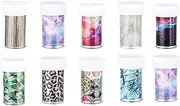 MUSISALY 1 Set Mixed Style Nail Foil Transfer Stickers DIY Decoration Kit with Transfer Foil Box for Fashion Nail Art present for Women and Easy to Apply for Unique Designs
