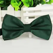 Mens Silk Satin Plain Tuxedo Solid Bow Tie Ties Wedding Necktie Dark Green