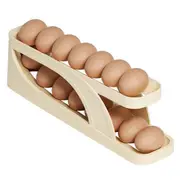 1/2 Pcs Fridge Side Door Slide Egg Carton Two Tiers Automatic Rolling Large Capacity Egg Organizer Egg Dispenser Diner Restaurant Egg Holder