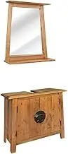 Amerlife Bathroom Furniture Set, Solid Pinewood Vanity Cabinet and Mirror for Rustic Charm, 70x32x63 cm, Wall Mounted Floating Vanities with Console Mount, Vintage Look, Easy Assembly