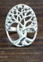 Sterling Silver Oval Tree of Life Ring Size 6, 7, 8 or 9 Gift Boxed