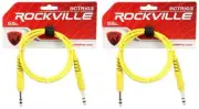 2 Rockville RCTR103Y Yellow 3' 1/4'' TRS to 1/4'' TRS Cable 100% Copper