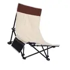 (Beige)Beach Chair Support Portable Folding Reclining Back Beach Chair UT