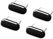 4Pcs USB Type C Anti Dust Plug, Waterproof Type c Dustcaps, Phone Charging Ports Dust Covers Silicone USB Type c Cover Cap, Compatible with Most Type-C Smartphones and Tablets (Black)