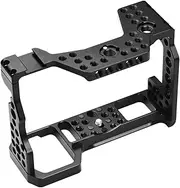 Camera Cage Al Num Alloy Video Cage Repla Ent for A7M3 A7R3 A9 Mirrorl Camera with Cold Shoe Mount 1/4 Inch & 3/8 Inch Screw Holes Black