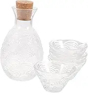 1 Set Multi Functional Glass Sake Pot with Cups Wine Serving for Home Use for Hotels Restaurants and Elegant Transparent Design Random Color
