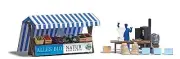 Busch 1823 HO Scale Two Outdoor Market Stalls - Laser-Cut Kit