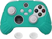 eXtremeRate PlayVitalGuardian Edition Aqua Green Ergonomic Soft Anti-Slip Controller Silicone Case Cover, Rubber Protector Skins with White Joystick Caps for Xbox Series S/Xbox Series X Controller