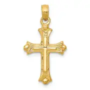 14k Yellow Gold Budded Cross Charm
