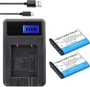 HOMERW 1800mAh Li-40B Li-42B EN-EL10 Battery LCD Charger Compatible with Olympus and Nikon Cameras(2BatteryWithCharger)