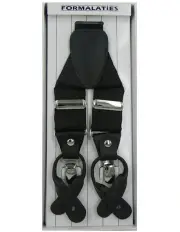 [Formalaties] Paisley Tapestry Premium Convertible Suspenders Braces Y Back in Black