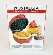 Nostalgia MyMini Personal Waffle Maker Red Compact 5" Non Stick Surface NEW