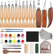38-in-1 Carving Tool, Carving Set with 13 Pieces Carving Knife & Wooden Block Etc, Carving Tool for Wood, DIY Wood Carving Tool Set, Carving Tool Children