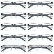 10 PK Mens Spring Hinge Half Frame Blue Light Blocking Reading Glasses Readers